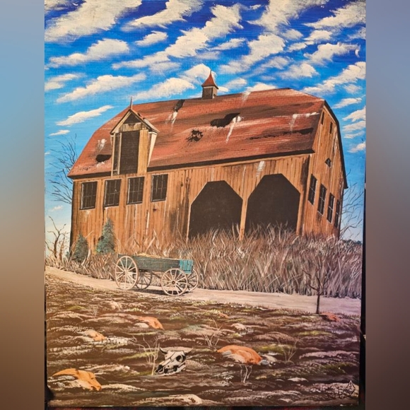 Rustic Barn Scene Art Painting - Picture 1 of 1